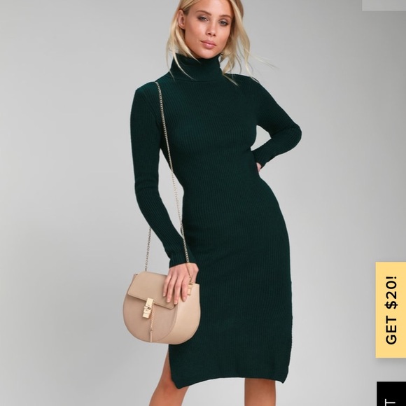 Turtleneck Midi Sweater Dress 
